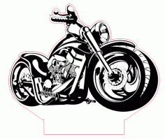 Motorcycle 3d Led Illusion Night Light Template Free Vector File