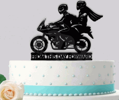 Motorcycle Biker Wedding Cake Topper For Laser Cut Free Vector File