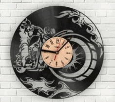 Motorcycle Wall Clock For Laser Cut Cnc Free DXF File