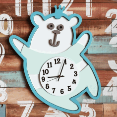 Multilayer Teddy Clock Cnc Laser Cutting Free Vector File