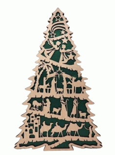 Nativity Tree With Stand Laser Cut Free Vector File