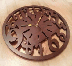 Natural Wooden Wall Clock For Laser Cut Plasma Free DXF File