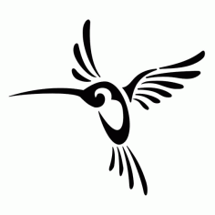 Nice Tribal Hummingbird Tattoo Design Free DXF File