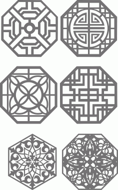 Octagonal Living Room Seamless Jali Patterns For Laser Cutting Free DXF File