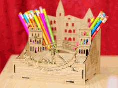 Office Desk Organizer Pen Holder Pencil Stand 3mm Laser Cut Free Vector File