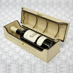 One Bottle Elegant Hinged Wooden Wine Box Laser Cut Free Vector File, Free Vectors File