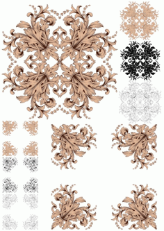 Ornament Baroque Pack For Laser Cutting Free Vector File