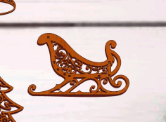 Ornament Christmas Santa Claus Sleigh Cutout Laser Cut Free DXF File