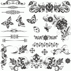 Ornaments Nsect Set For Laser Cutting Free Vector File
