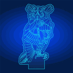 Owl 3d Illusion Lamp Free Vector File
