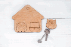 Owl Key Hanger Template For Laser Cut Free Vector File