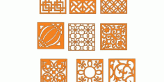 Pack Laser Cut Square Panels Grid Wall Decor Elements Free DXF File