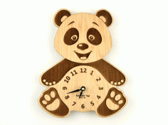 Panda Clock 3d Puzzle For Laser Cut Free Vector File