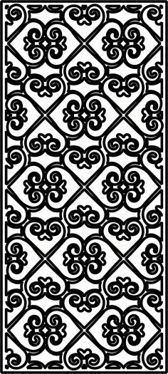 Panel Room Divider Seamless Floral Lattice Stencil Free DXF File