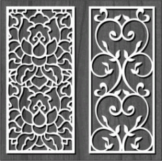 Panels Floral Lattice Stencil Room Divider Patterns Set For Laser Cut Free Vector File