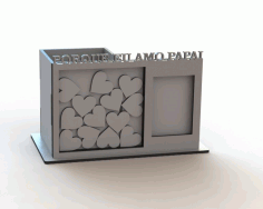Pen Holder Organizer With Photo Frame Wish For Laser Cut Free Vector File