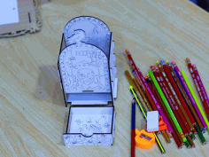 Pen Holder Template Haunted Pencil Organizer 3mm Laser Cut Free Vector File