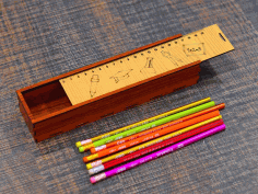 Pencil Box Wooden School Pencil Case Box With Sliding Lid 3mm Laser Cut Free Vector File