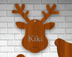 Personalised Reindeer Christmas Decoration Laser Cut Free Vector File