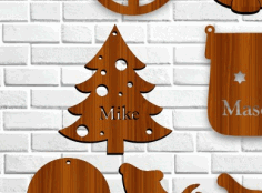 Personalized Christmas Tree Ornament Laser Cut Free DXF File