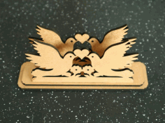 Pigeons With Heart Wedding Napkin Holder Laser Cutting Free DXF File