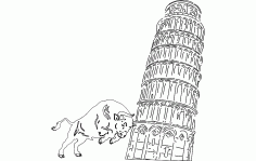 Pisa Tower And Bull Free DXF File
