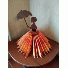 Plywood Doll Napkin Holder With Umbrella Laser Cutting Free DXF File, Free Vectors File