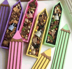 Plywood Pencil Shaped Candy Box Laser Cut Free Vector File