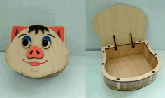 Plywood Pig Box With Lid Laser Cutter Project Free Vector File