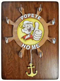 Popeye Hanger Hook Wooden For Laser Cut Free Vector File