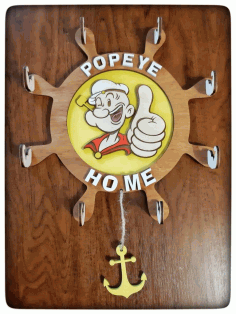 Popeye Home Hanger Hook Wooden For Laser Cut Free Vector File
