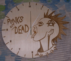 Punks Not Dead Wall Clock For Laser Cut Free Vector File