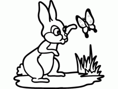 Rabbit And Butterfly Free DXF File