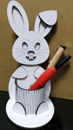 Rabbit Pen Holder For Laser Cut Free Vector File