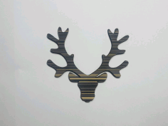 Reindeer Head Wood Cutout Unfinished Wood Craft Blank Laser Cut Free DXF File