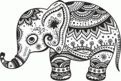 Retro Floral Elephant Free Vector File