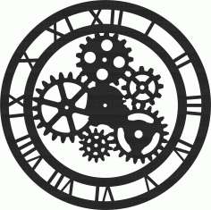 Roman Numerals Gear Clock Free Vector File