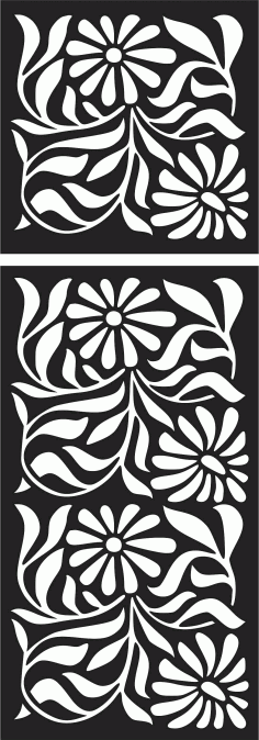 Room Divider Flower Seamless Floral Screen Panel For Laser Cut Free Vector File