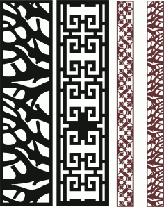 Room Divider Seamless Floral Screen Set For Laser Cutting Free DXF File