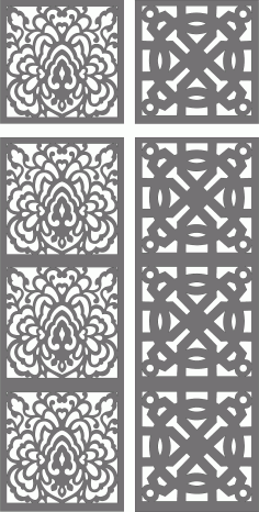 Room Grill Separator Seamless Patterns Set For Laser Cut Free Vector File