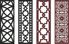 Room Separator Seamless Floral Screen Set For Laser Cutting Free DXF File