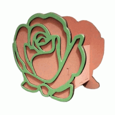 Rose Shaped Wooden Flower Box Laser Cut Free Vector File