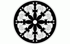 Round Floral Design Free DXF File