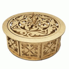 Round Wooden Box On Scroll Saw Pattern For Jewelry Laser Cut Free Vector File