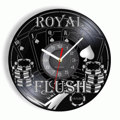 Royal Flush Poker Wall Clock Card Games Vinyl Record Wall Decor For Laser Cut Free Vector File, Free Vectors File