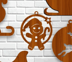 Santa Gingerbread Man Christmas Tree Decoration Laser Cut Free Vector File