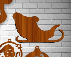 Santa Sleigh Cutout Unfinished Wood Holiday Decor Christmas Laser Cut Free Vector File