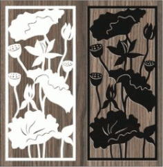 Screen Of The Lotus In The Lake For Laser Cut Cnc Free Vector File