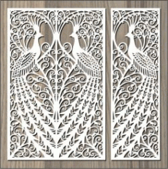 Screened Peacock For Laser Cut Cnc Free Vector File