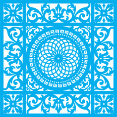 Seamless Blue Damask Pattern Ornament Free Vector File